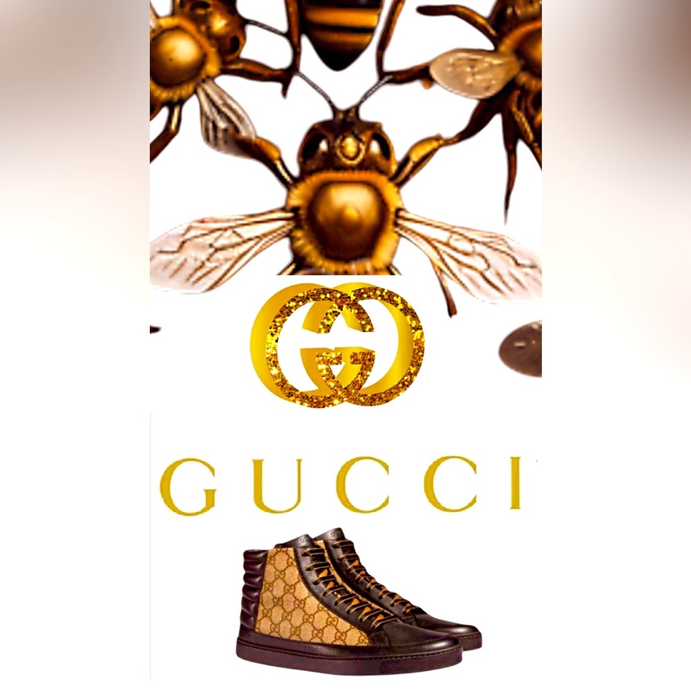 Gucci Brown and Gold High-Top Sneakers